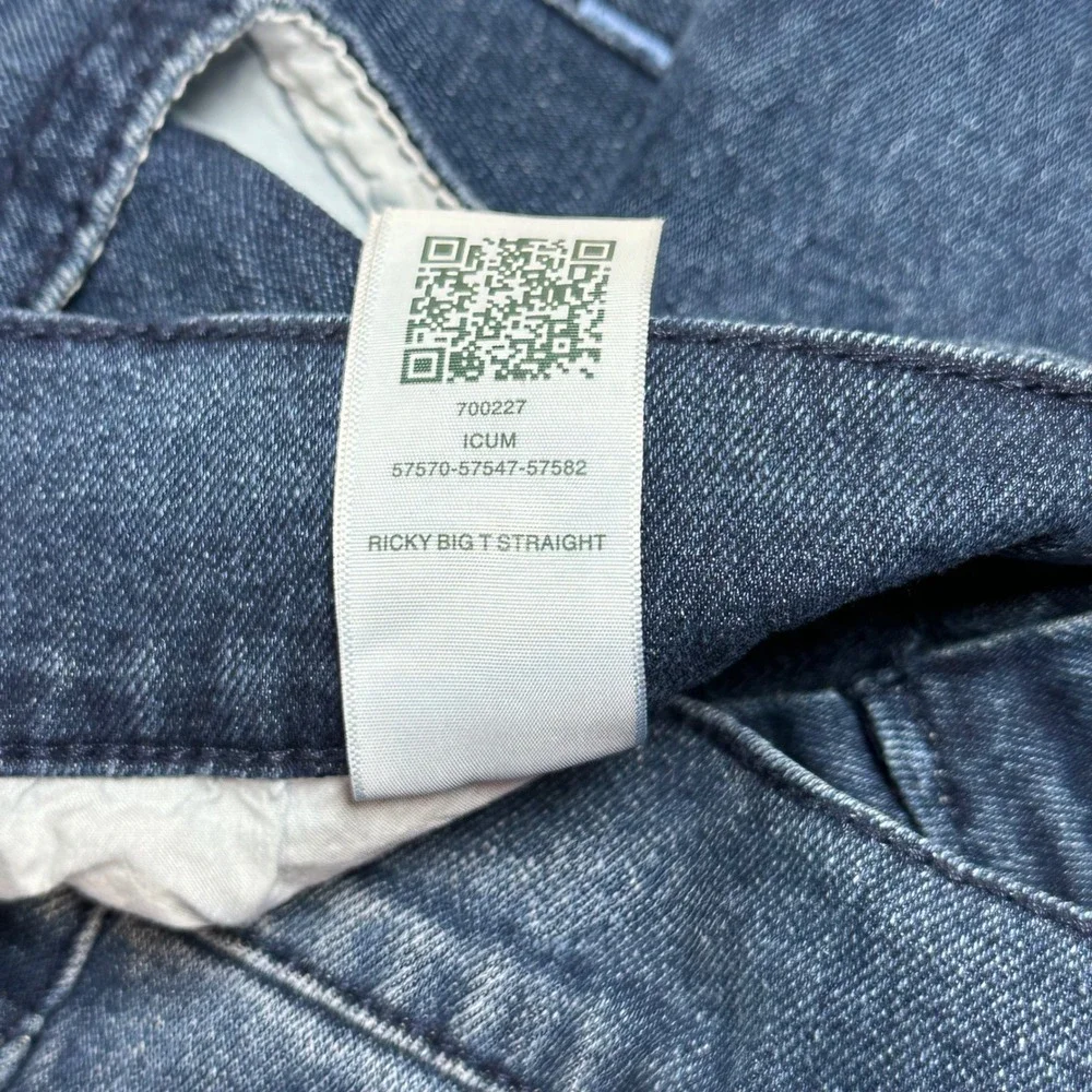 True Religion Men's 36 Ricky Big T Straight Blue New‎ Relaxed Straight Jeans